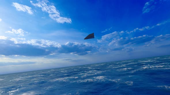 The Paper Plane Soared Freely In The Sea