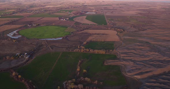 drone shots of the mid west farmland in the us, South Dakota