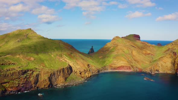 Flying Above the Ponta De Sao Lourenco Peninsula in Madeira Portugal