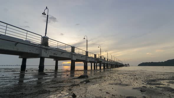 Timelapse sea creature move at coastal in sunrise morning