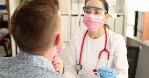 Female Doctor in Protective Mask Takes Coronavirus Test From Patient  Movie