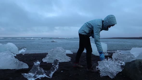 Ice Beach in Iceland near Jokulsarlon lagoon