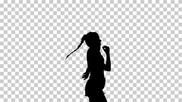 Silhouette Woman enjoying music, Alpha Channel