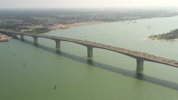 Aerial view of Cua Dai Bridge - Hoi An, Thu Bon River, Quang Nam province, Vietnam