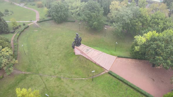 Kyiv, Ukraine Aerial View in Autumn : Babi Yar - the Place of the Murder of Jews During the Second