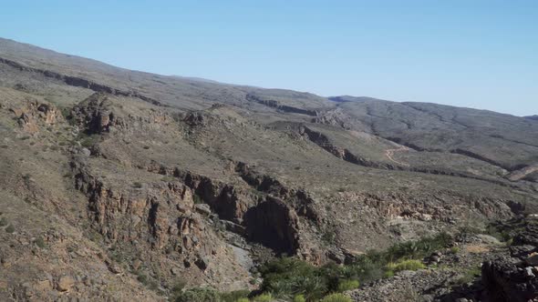 Gorge Near Old Mountainous Misfat Al Abriyeen Village in Oman