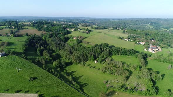 Close to the village Le Buisson-de-Cadouin in the Perigord in France aerial view