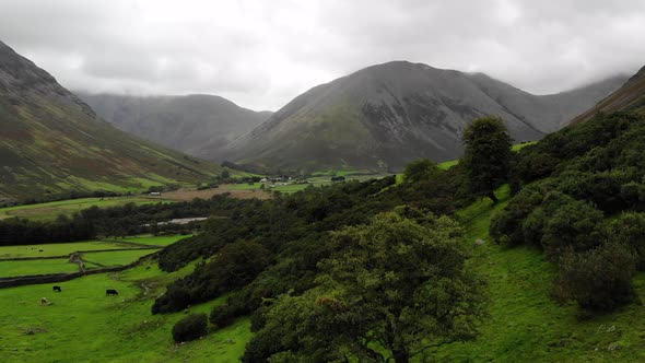 A reveal shot of Great Gable from the path at the bottom of the climb to Scafell in the Lake Distric