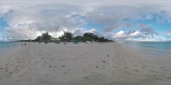 360 VR Resort on the Coast and Family Running Along the Beach, Mauritius