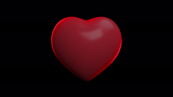 Pulsating or Pounding 3D Animation of the Beating of a Red Heart on a Black Isolated Background