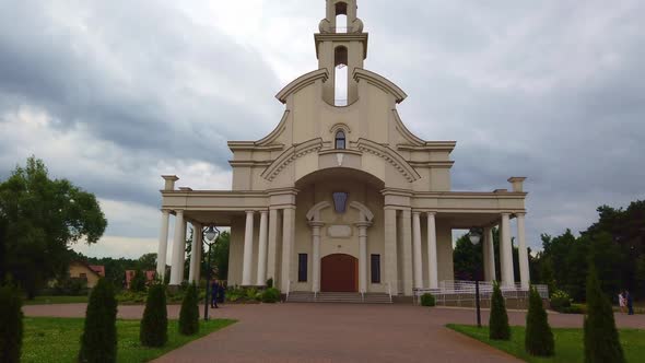 Catholic Church Building on the Cloudy Day.