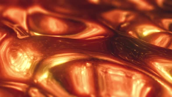 Orange Liquid Metal Looped Abstract Animation