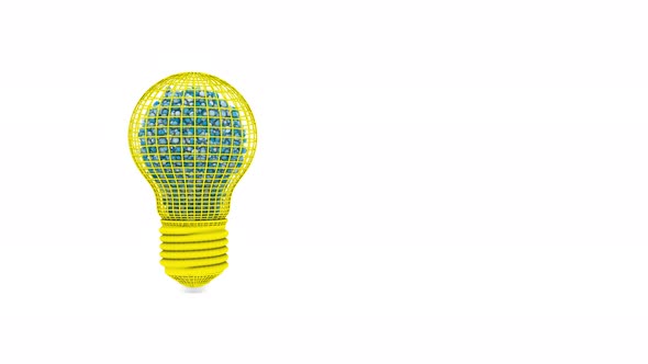 Abstract light bulb with blue particles rotates