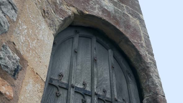 Old Building Door Low Angle Shot