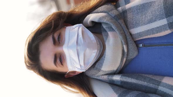 Young Woman Wearing Protective Medical Mask