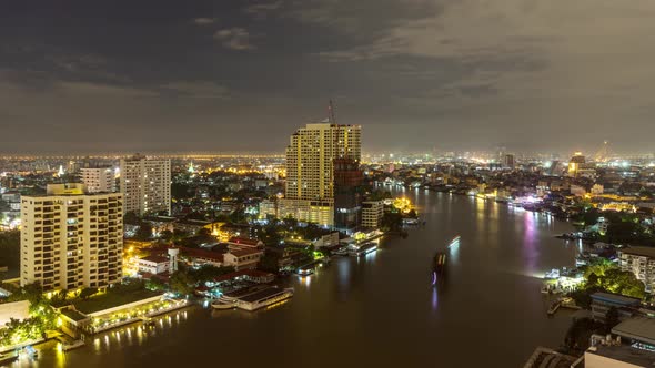 Bangkok Thailand At Night With Clouds Time Lapse