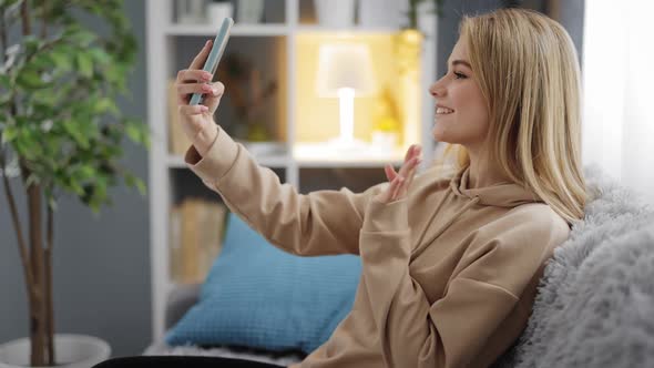 Woman Having Video Chat Smartphone