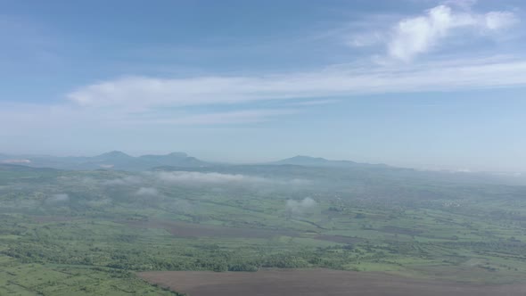 Foggy morning with Stol Deli Jovan and Veliki Krs mountains in Eastern Serbia 4K aerial footage