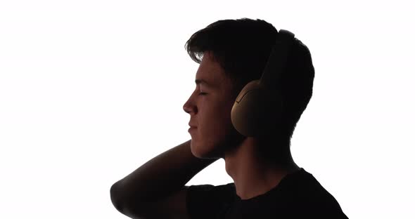 Male Silhouette Music Relaxation Guy Headphones