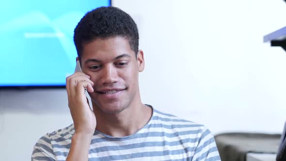 Black Man Attending Call, Phone Negotiation