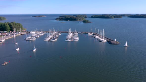 Blue Waters of the Baltic Sea with the Boats in Helsinki Finland