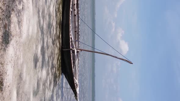 Vertical Video of Low Tide in the Ocean Near the Coast of Zanzibar Tanzania Aerial View