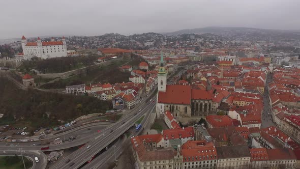 Aerial view of the Old Town in Bratislava