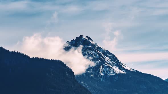 Misty Mountain Peak in Winter