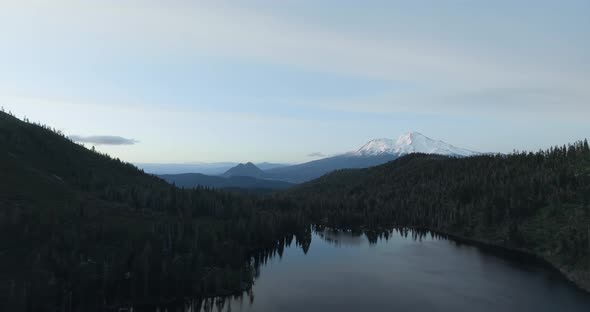 Aerial shot of Mount Shasta and Castle Lake, Shasta-Trinity National Forest