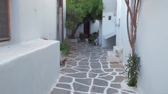 Walking in Naousa Street on Paros Island, Greece