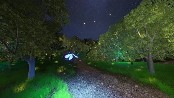 A Butterfly That Shines With Fireflies And Flies Over A Beautiful Forest (3)