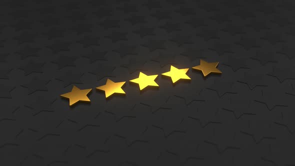 Five Golden Stars Rating Animation 3d Render