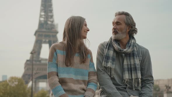 Happy senior couple in Paris.