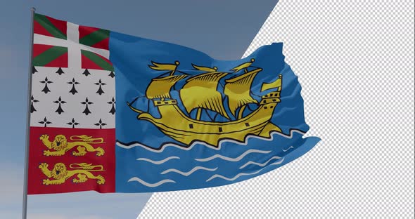 flag Saint Pierre and Miquelon patriotism national freedom, seamless loop, alpha channel