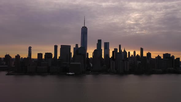 Urban Skyline of Lower Manhattan New York in the Morning