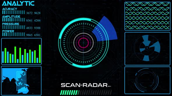 Technology radar HUD motion background. Vd 66