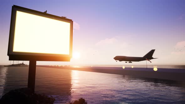 Bulletin Board Of The Airport Abroad At Sunset With The Departure Of The Plane 1