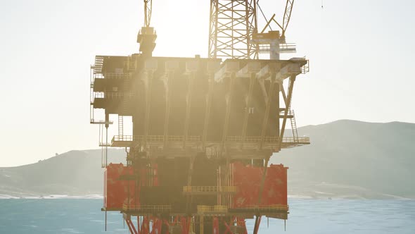 Oil Drill Rig Platform on the Sea
