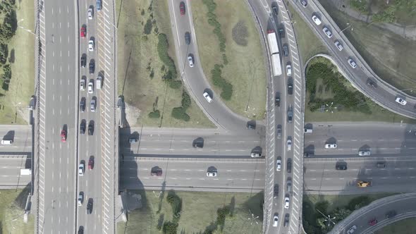 Kyiv. Ukraine: Road Junction. Aerial View, Flat, Gray