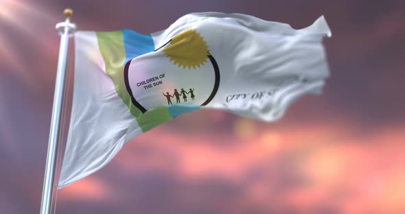 Spokane Flag at Sunset, United States