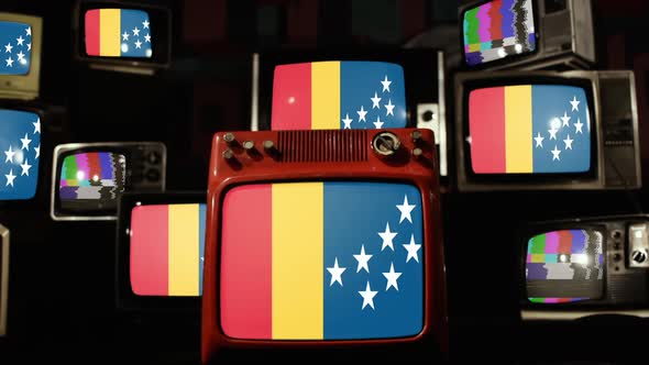 Flag of Durham, North Carolina, on Retro TVs.