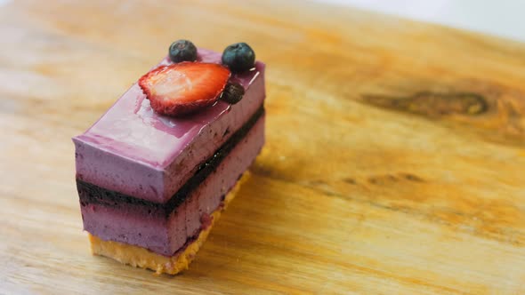 French Mousse Cake with Blueberries and Strawberries