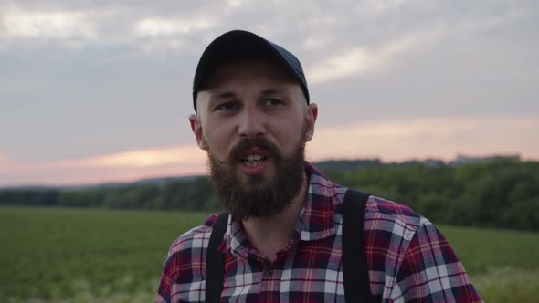 Close Up Man Sings Songs on Beautiful Background