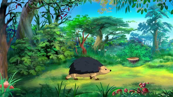 Hedgehog walks on a summer day alt