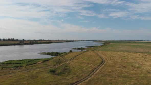 Aerial shot of the Vistula river.