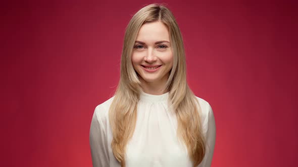 Smiling Cheerful Pretty Young Woman Portrait