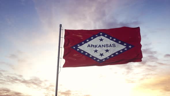 State Flag of Arkansas Waving in the Wind