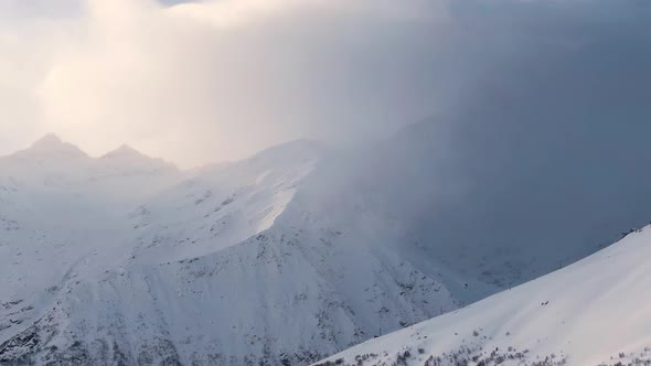 Picturesque Landscape with Boundless Snowy Mountains