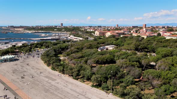 Amazing Aerial View of Livorno Coastline Tuscany