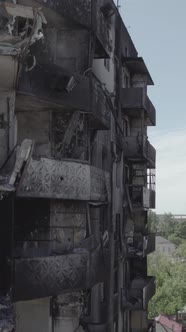 Vertical Video of a House Destroyed By the War in Ukraine